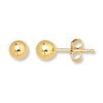 14 Karat Gold Ball Stud Earrings, 4mm