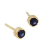 14 Karat Gold Blue Sapphire Stud Earrings, 3mm