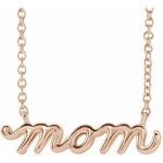 14 Karat Gold Petite Mom Script Necklace