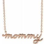 14 Karat Gold Petite Mommy Script Necklace