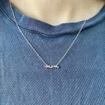 14 Karat Gold Petite Mom Script Necklace