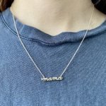 14 Karat Gold Petite Mama Script Necklace