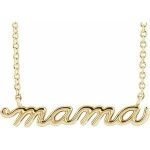 14 Karat Gold Petite Mama Script Necklace