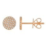 14 Karat Gold Micro-Pave Diamond Circle Stud Earrings, 7mm