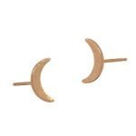 14 Karat Gold Hammered Crescent Moon Stud Earrings