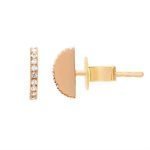 14 Karat Gold Pave Diamond Semi-Circle Stud Earrings