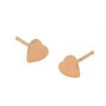 14 Karat Gold Hammered Heart Stud Earrings, 5mm