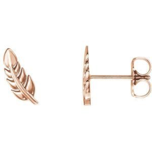 14 Karat Gold Leaf Stud Earrings