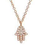 14 Karat Rose Gold Micro-Pave Diamond Hamsa Charm Necklace