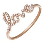14k Rose Gold Micro-Pave Diamond Love Ring