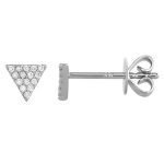 14 Karat White Gold Pave Diamond Triangle Stud Earrings, 5mm