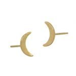 14 Karat Gold Hammered Crescent Moon Stud Earrings