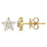 14 Karat Gold Diamond Flower Stud Earring