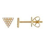 14 Karat Gold Pave Diamond Triangle Stud Earrings, 5mm