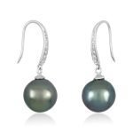 18 Karat Gold & Diamonds 9MM Tahitian Pearl Earrings
