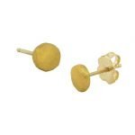 22 Karat Gold Hammered Disc Stud Earrings, 5mm