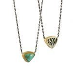 22 Karat Gold & Arizona Turquoise Pendant on Sterling Silver Chain, 2 ctw