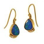 22 Karat Gold Australian Opal Diamond Earrings