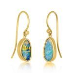 22 Karat Gold Miss-Match Australian Opal Earrings