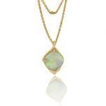 22 Karat Gold Australian Opal and Platinum Pave Diamonds Pendant