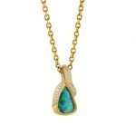 22 Karat Gold & Platinum Australian Opal Pave Diamond Pendant