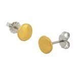 22 Karat Gold & Platinum Hammered Disc Stud Earrings, 7mm