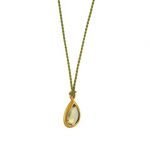 22 Karat Gold & Green Sapphire Pendant on Silk Cord – Small