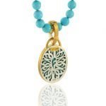 Sleeping Beauty Turquoise Beads with 22 Karat Gold & Silver Turquoise Pendant Necklace