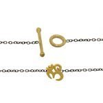 22 Karat Gold Om Antiqued Sterling Silver Chain Bracelet