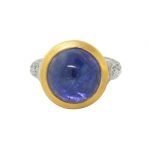22 Karat Gold and Sterling Silver Hammered Tanzanite Ring