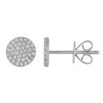 14 Karat Gold Micro-Pave Diamond Circle Stud Earrings, 7mm