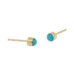 14 Karat Yellow Gold Turquoise Stud Earrings 3mm