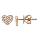 14 Karat Gold Micro-Pave Diamond Heart Stud Earrings