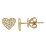 14 Karat Gold Micro-Pave Diamond Heart Stud Earrings