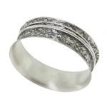 Antiqued Leaf Three Silver Spinners Bangle