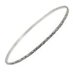 Sterling Silver Hammered Antiqued Bangle Bracelet 2mm