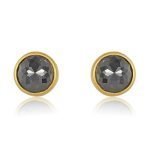 22 Karat Gold Wrapped Rose-Cut Gray Diamonds Stud Earrings Side