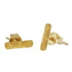 22 Karat Hammered Bar Stud Earrings 6mm