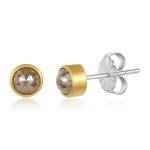 22 Karat Gold Wrapped Rose-Cut Brown Diamond Stud Earrings