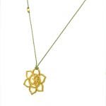 22 Karat Gold Open Flower Om on Olive Silk Cord