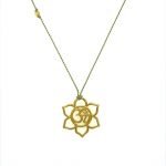 22 Karat Gold Open Flower Om on Olive Silk Cord