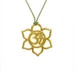 22 Karat Gold Open Flower Om on Olive Silk Cord