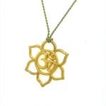 22 Karat Gold Open Flower Om on Olive Silk Cord