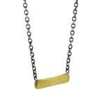 22 Karat Hammered Gold Bar Pendant on Sterling Silver Chain