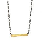 22 Karat Gold Medium Bar Pendant on Sterling Silver Chain
