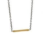 22 Karat Gold Thin Bar Pendant on Sterling Silver Chain