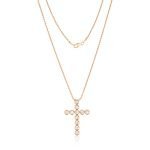 14 Karat Gold Bezel Diamonds Cross Necklace