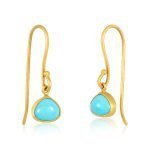 22 Karat Gold Wrapped Trillion Turquoise Earrings