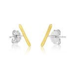 22 Karat Gold 11mm Hammered Bar Stud Earrings