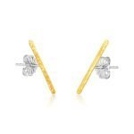 22 Karat Gold 19mm Hammered Bar Stud Earrings